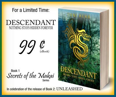 ToniKerr_Writer's tweet image. Descendant is on sale for 99¢ to celebrate the release of Book 2 in the Makai series.  amazon.com/dp/B00HANNA9S Enjoy!
