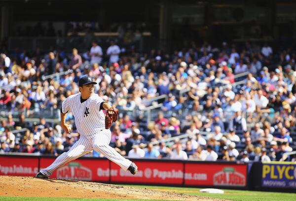 SportsCenter's tweet image. Masahiro Tanaka continues to dominate as Yankees beat A's, 2-1. Tanaka improves to 9-1 on year with AL best 2.02 ERA.