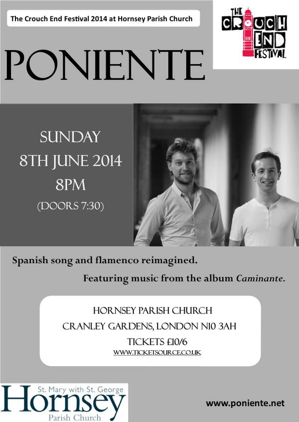 ponienteduo's tweet image. This Sunday! TIx from ticketsource.co.uk @HamandHigh @MyMuswell @crouchender