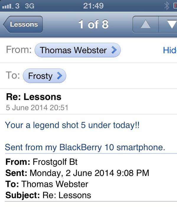 Danfrostgolf's tweet image. I love messages like this. Good work Tom. #2lessons-in