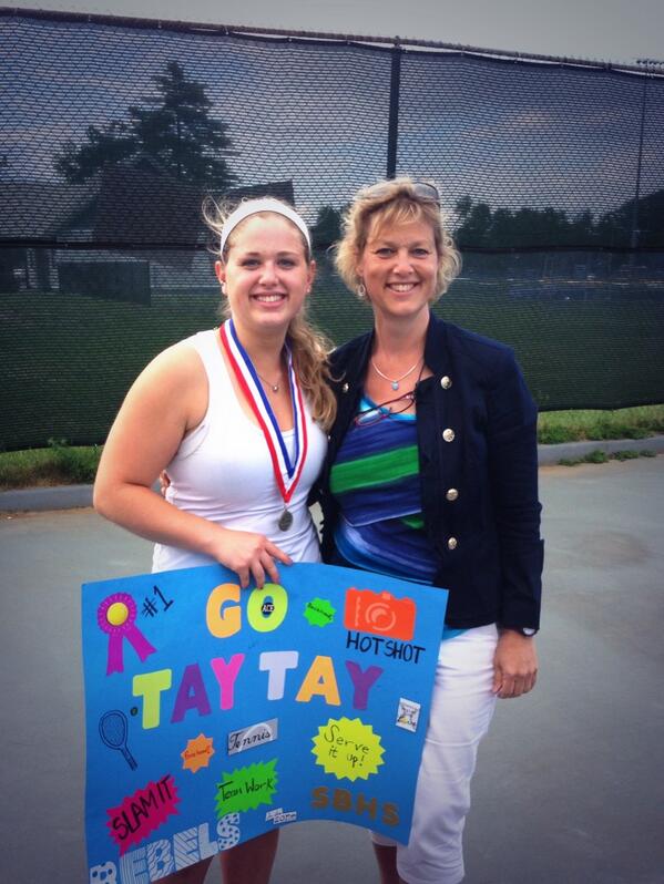 SB_Athletics's tweet photo. Girls tennis wins the championship!!!! Senior sensation Taylor Gloyd and her mom after the win! http://t.co/ZmtVKFdWY8