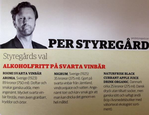 RoomiSweden's tweet photo. Vi tackar @PerStyregard för val av Roomi som ett av tre alkholfria alternativ i dagens DI Weekend. http://t.co/B3M9WnSWA9