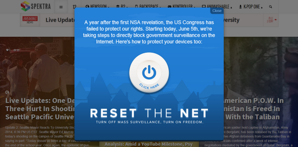 SFOCrash's tweet photo. Today, http://t.co/wekzTstmA2 stands united in endorsing the #ResetTheNet movement. http://t.co/EqtGTBdND4 http://t.co/Kz0I9IReWg