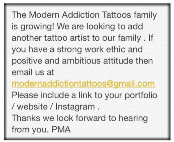 M_A_Tattoos's tweet photo. We are hiring #TattooTrendTalks #tattoo #tattooartists #Canada #Guelph #ontario #wanted #tattooers #hiring #jobs http://t.co/a7zO3NRWOH