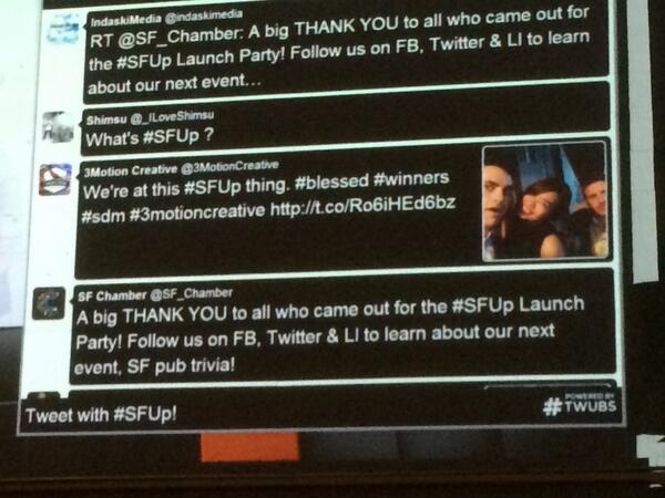 3MotionCreative's tweet photo. Hey we're on the big board at #SFUp #doubleblessed http://t.co/L5fMRKc79L