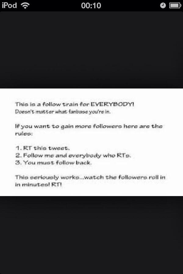 TJKid3's tweet photo. RETWEET Followtrain #follotrain follow everyone that RTs to gain followers http://t.co/8LkN7L7cl1