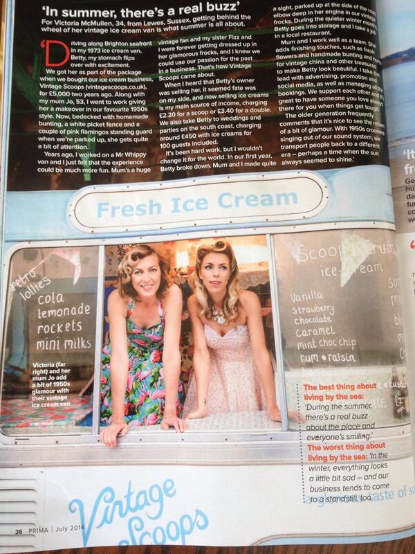 Fab Vintage Scoops feature in July edition of @primamagazine #vintage #icecreamvan #summer #brighton