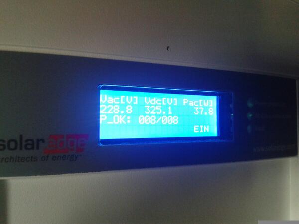 It doesn't look like something big, but it is for us! This means our PV-System is running :) #SDE2014 #fullpower