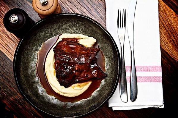 Bombabar's tweet photo. There is a chill in the air tonight, come by and warm with our pork jowl in px with celeriac http://t.co/m2HXqeRWar