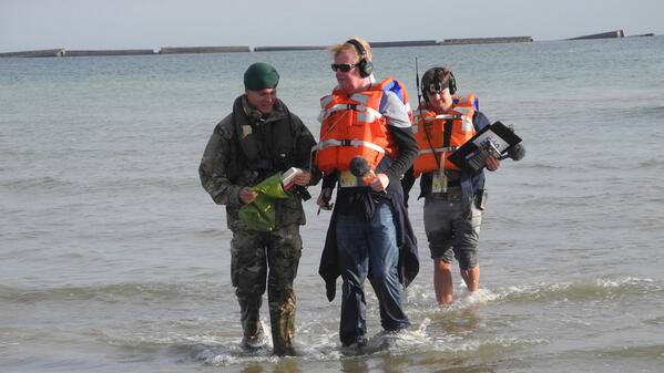BBCRadio2's tweet image. Chris arriving on the beach at Arromanches to begin our #DDay70 comemmerations.
