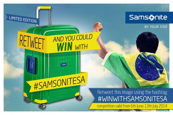 Samsonite_SA's tweet photo. Get your travel on and WIN with  #SAMSONITESA by retweeting this image and using our hashtags:
#WINWITHSAMSONITESA http://t.co/VT6cQUcN1x