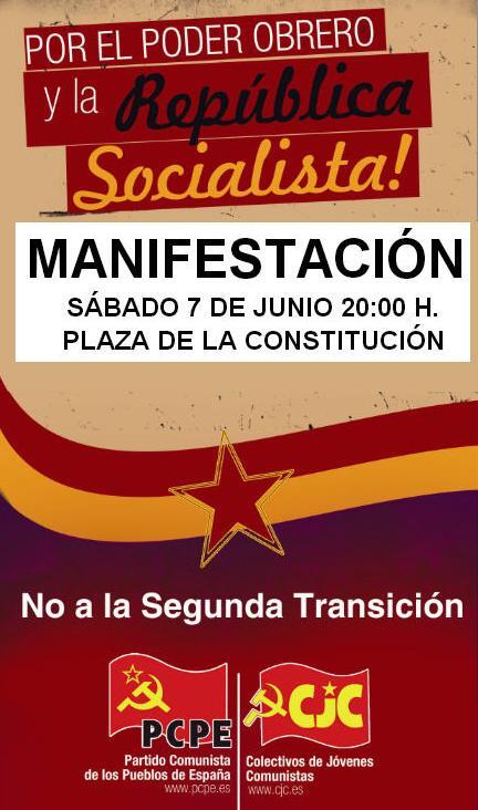 pcpamalaga's tweet photo. #ElReyAbdica mañana Sábado 7 de junio manifestación 20:00 h. plaza de la constitución, únete en nuestro bloque RT .. http://t.co/eH9dOxu3QP