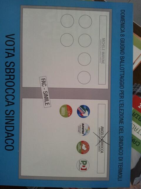 AngeloSbrocca's tweet photo. Domenica 8 giugno al #ballottaggio vota @AngeloSbrocca e decidi di cambiare verso a #Termoli http://t.co/pQ06jd8H9D