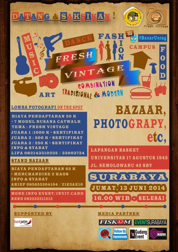 #FreshVintage by @BazarUntag, Jangan lupa ya ntar dateng :) Nikmati segala kemeriahan yg ada didalamnya. See u *Wink*