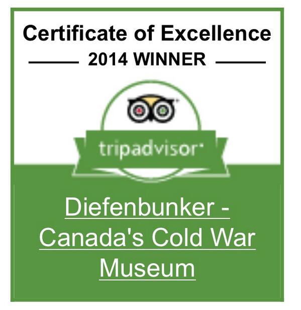 diefenbunker's tweet image. We were awarded the 2014 "Award of Excellence" from TripAdvisor! Tx 4 helping us achieve this awesome tourism award!