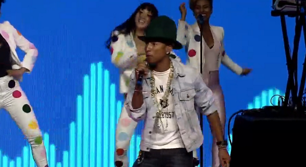 JillianBerman's tweet photo. Pharrell on stage at Walmart shareholders meeting "make some noise for Walmart" http://t.co/Yvw0lTW66y