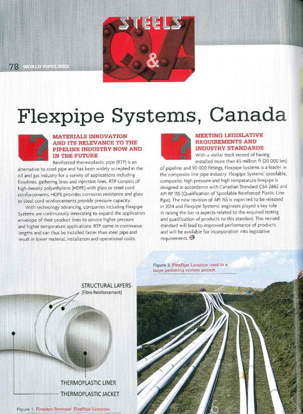 FlexpipeSystems's tweet photo. @FlexpipeSystems article in World Pipelines magazine, May 2014 issue. http://t.co/o2d72kIVEN