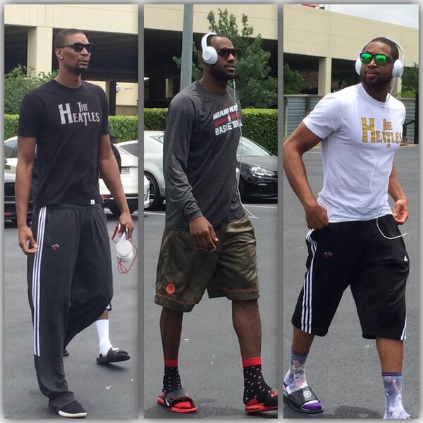 NBA's tweet image. The @MiamiHEAT arrive for today's #NBAFinals practice on @NBATV.