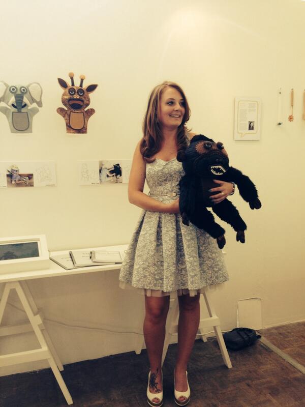 uniofbrighton's tweet photo. #Gradshow14 Design and Craft BA (Hons) student Hayley Moisley with Gordon the Gorilla Teddy http://t.co/7lfdViG6nf