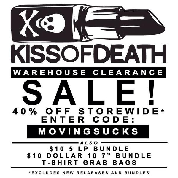 We have to move out of our warehouse, spring cleaning kissofdeath.limitedrun.com/store code - movingsucks
