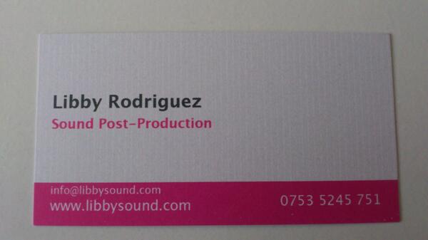 libbysound's tweet image. Why do people in sound tend to have black/dark business cards? Mine's pink!!:)