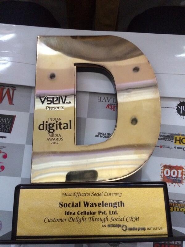sm63's tweet photo. And the second award for the evening. Best Social Media Listening for Idea Cellular #14IDMA @SWLMonitoring @socwav http://t.co/5wg3CJ968i