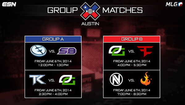 EsportsNation's tweet image. Check out the matches scheduled for today! *ALL TIMES ARE CDT CENTRAL* #MLGXGames #CoDeSports