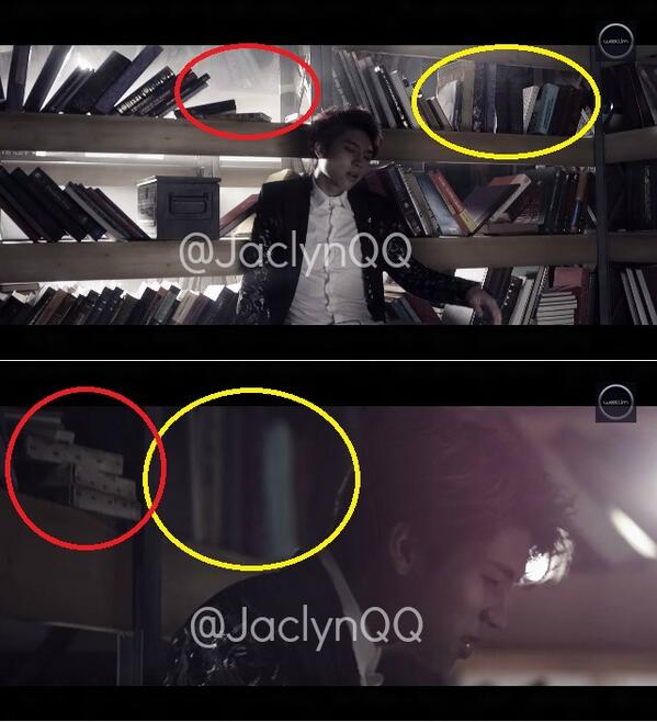 JaclynQQ's tweet photo. @Official_IFNT Last Romeo Error #3 Same shelf ( yellow circle : proof ) but different books ( red circle ) http://t.co/WwZUo8nnjK