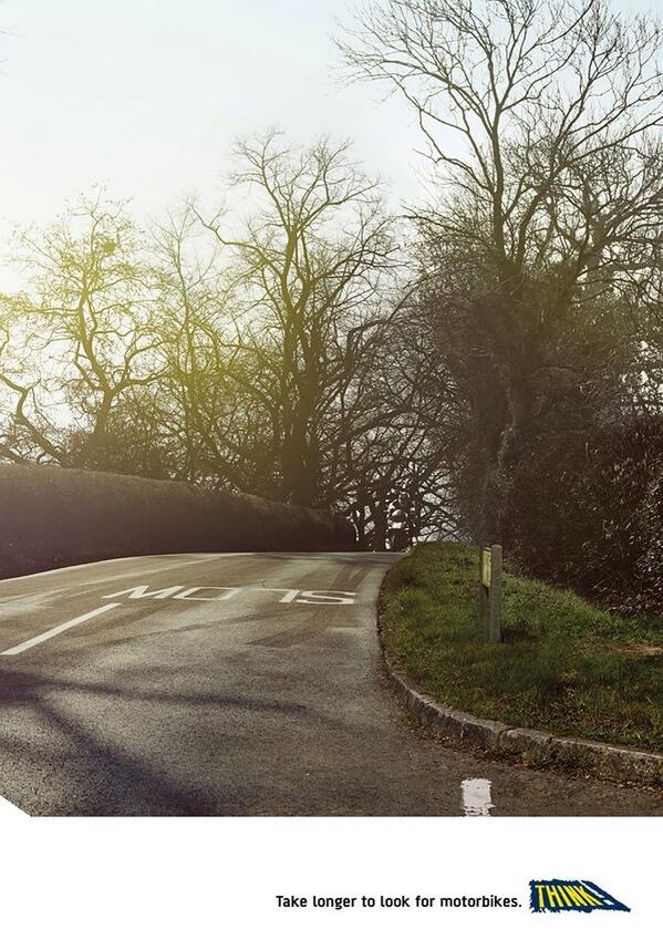 Take a look a this picture. How long does it take you to spot the motorcyclist? Be honest.  #thinkbike #1544