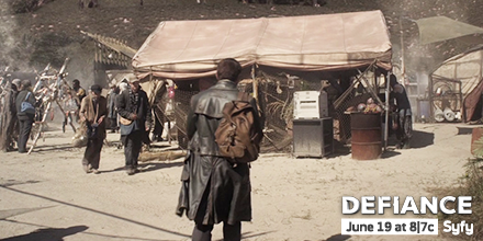 DefianceWorld's tweet photo. Nolan walks through the market in his search. #DefianceScript http://t.co/rPkCPawl0s http://t.co/Rkmiblr1n1