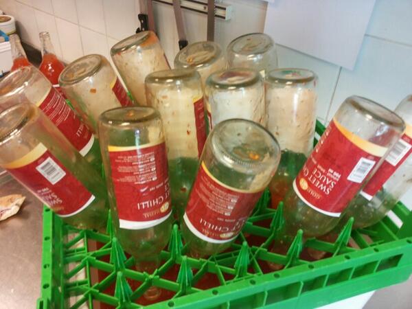 Voor 700 gasten  Mexicaans buffet .
Voor de hot dip heb ik de glaskorf gebruikt om speedy wat chilisce leeg te maken