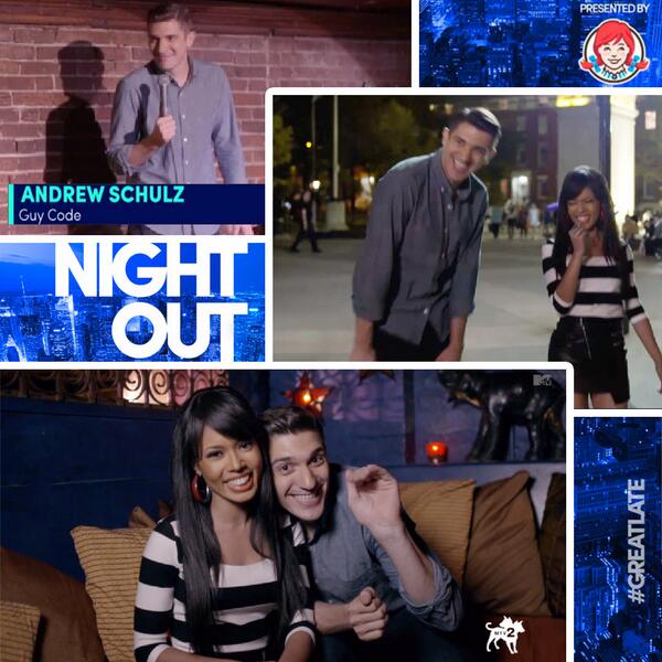 AdesinaTV's tweet photo. Spent a NYC #NightOut w/ @AndrewSchulz @MTV2GuyCode #GreatLate. He's way too funny: http://t.co/1oS2othelu http://t.co/e8CVbEjfVU