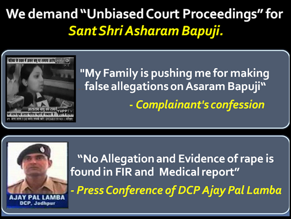 AshramUS's tweet photo. No rape,not even signs of assault came in medical report still Asharam Bapuji is considered guilty?#FairTrial4Bapuji http://t.co/uTI1RkFyY9
