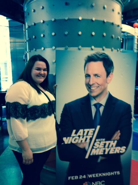 LateNightSeth's tweet photo. Congrats to our #SethXSW winner @kerrytschanen, who won a VIP ticket to yesterdayโs show taping! #LNSM http://t.co/4T0o7n3KrC
