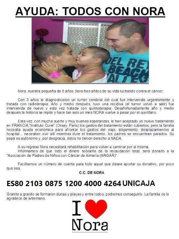 carretero_javi's tweet photo. NECESiTO UN MiLLON de RT Por una buena causa, por ayudar a Nora. Gracias, cualquier pequeña ayuda es muy grande http://t.co/zqhax9JtW2