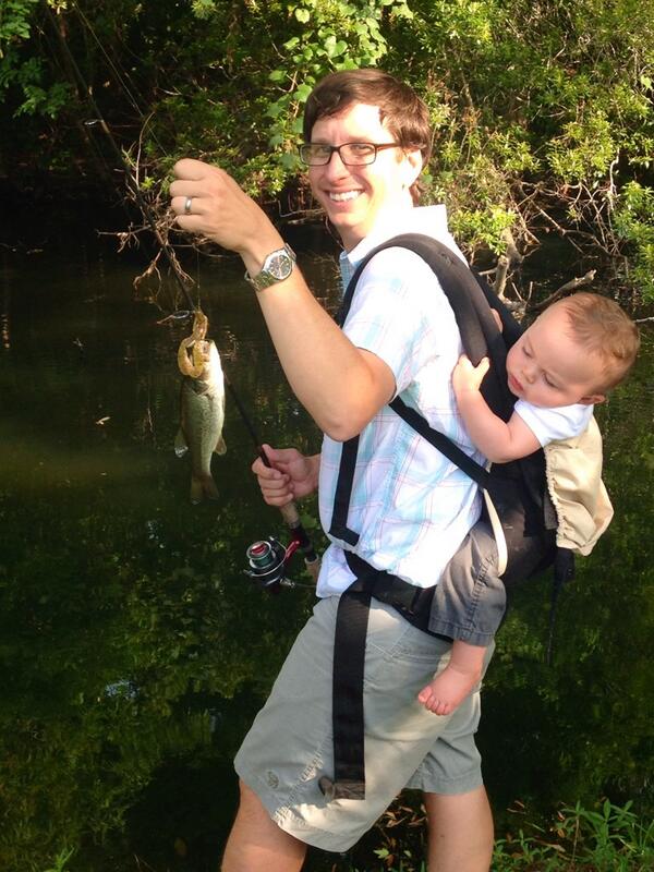 sfheilman's tweet photo. First catch with the little guy @SchoolFig...wish y'all were here for some #fishpondwars http://t.co/wEfrK0T6iA