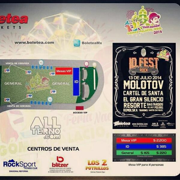 allterno's tweet photo. Inicia hoy la venta de boletos para el festival @IDRockFest cobertura @allterno 13 de Julio Expo Feria Gómez Palacio http://t.co/DE3trRG9I3