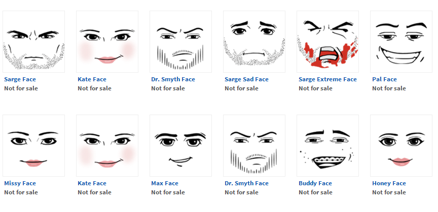 looking for these face codes, offering stuff from the images :  r/Cross_Trading_Roblox