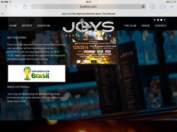 Vickyreeve's tweet photo. @NicReeve joys bar puerto banus....World Cup coverage! http://t.co/DH3AkH4B7u