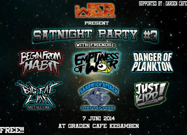 Nanti kita on stage jam 5 gaes at garden cafe ! Si yu :*  ada kawan <a href="/SANDWICHATTACK1/">blokir</a> <a href="/justkiddpoppunk/">Just Kidd</a>