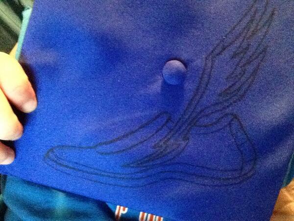 CM_Artist's tweet photo. Well it's not ponies but I did put a track shoes on my cap #JCTrack #seniors2014 http://t.co/jqBW0ybAW6