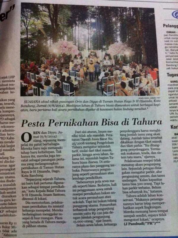 ZipGeezer's tweet photo. Berita pernikahannya sampe masuk koran Pikiran Rakyat loh! http://t.co/345NaWKHLZ