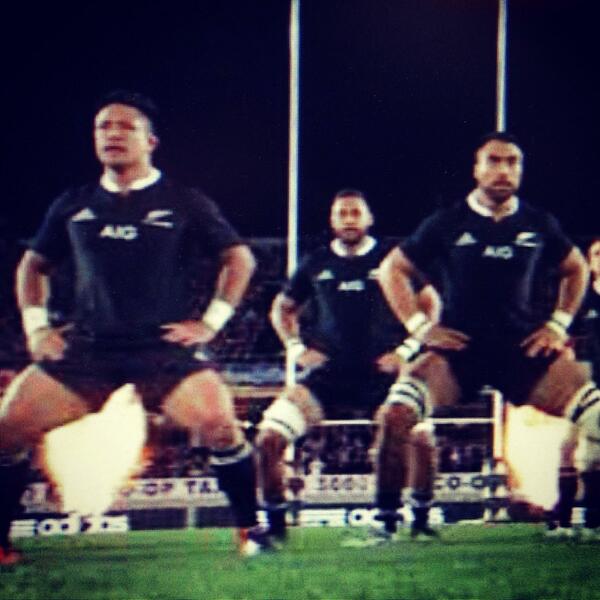 paulcochrane's tweet image. Decent party trick. But ouch. All Blacks end the haka by shitting fire #NZvENG #O2Rugby #rugby #union