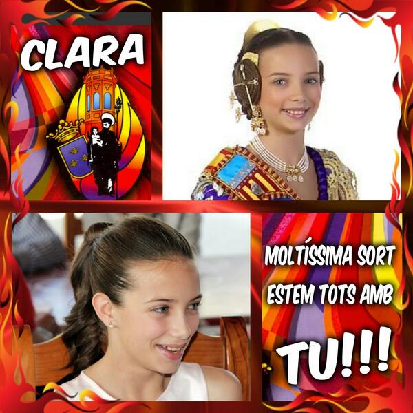 maytebur56's tweet photo. Desde la @Falla_SantJosep li enviem tot el nostre suport i estima a Clara. Ànim i molta sort! Estem tots amb TU!!! http://t.co/xWkD7RrCdk