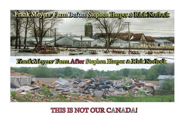 Tabitha115's tweet photo. @BBCNews Canadian govt trashes  farmers 216 yr old farm in Ontario bestowed 4 ever by King George III.@SaveFranks http://t.co/0Lg2FKW7PM