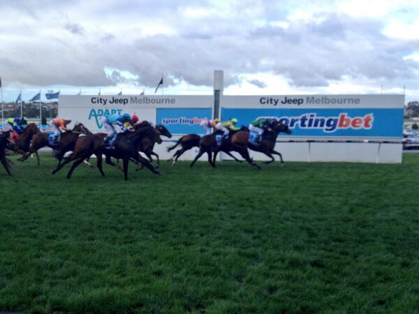 RacingVictoria's tweet photo. Kievann finishes powerfully to win R7 at @MVRC1 for @svbrownracing &amp; Mark Pegus ahead of Hard Stride &amp; Baker Boy http://t.co/M7oZ2E7nwB
