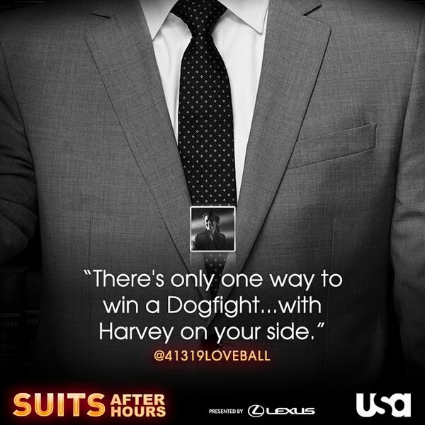 SuitsPeacock's tweet photo. We agree with @41319Loveball. Congrats on being chosen for this hour's #SuitsReview. #SuitUpMike #SuitsAfterHours http://t.co/VFvZvIAgmo