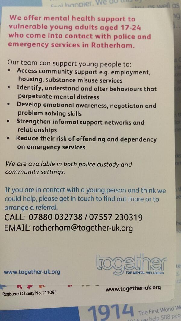 AlexHope9's tweet image. #Rotherham #PathwaysProject @TogetherUK @T2AAlliance Retweet guys this account needs more hits!