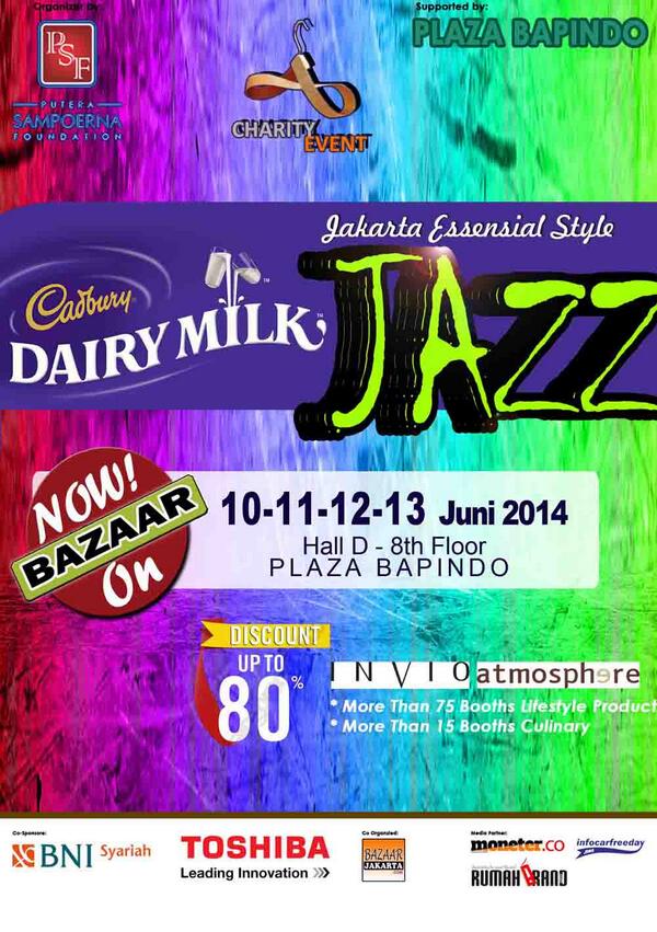"JAZZ-Cadbury". Plaza Bapindo, 10-13 Juni'14. disc up to 80%. Be there!  #EVENT