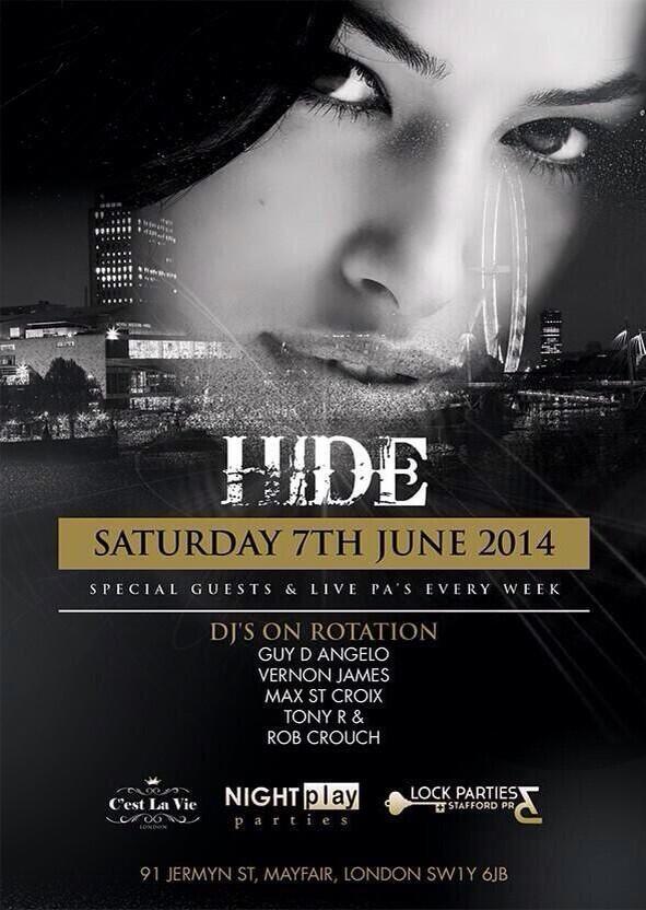 HIDELONDON's tweet photo. Last Table &amp; Guestlist requests must be sent in to PRs by 7pm for @LockParties LAUNCH @JamesLockie86 @Staffycuz RT http://t.co/1YAB6y04Lt